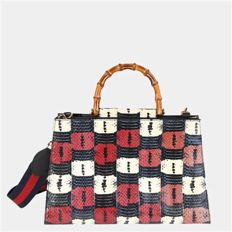 gucci red white blue bag|Gucci bag with snake buckle.